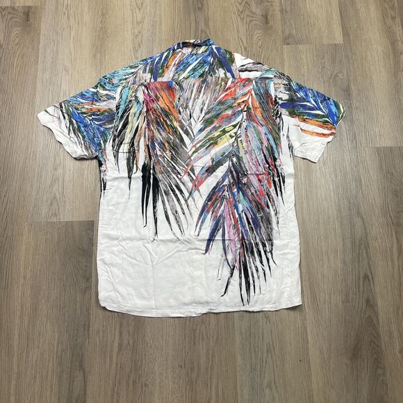 Jams World Shirt Mens Medium White Multicolor Aloha Hawaiian Rayon Made in USA - Picture 6 of 11